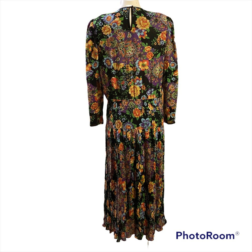 DIANE FREIS Vintage 80s colorful floral beaded dress - Picture 4 of 11